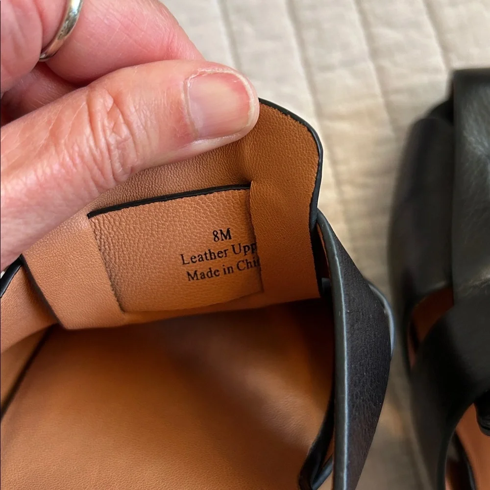 L’Amour Des Pieds black leather basket weave heeled slide mule sandals 8​ - Picture 9 of 13